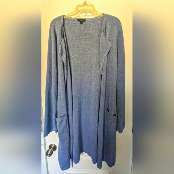 J.Crew "Juliet" light blue linen blend long cardigan. Excellent condition. Sz XL - Picture 1 of 4